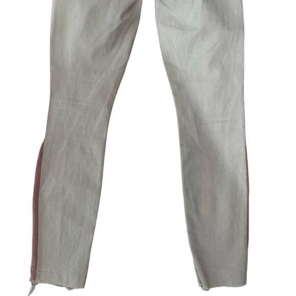 Mother Looker Ankle Fray So Far Gone Jeans Mid Rise White Pink Stripe Size 24 - Picture 8 of 15